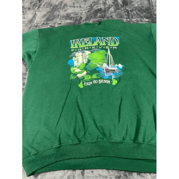 Vintage‎ 90s Mens Green Ireland puff print crewneck sweatshirt size XL - Picture 1 of 8